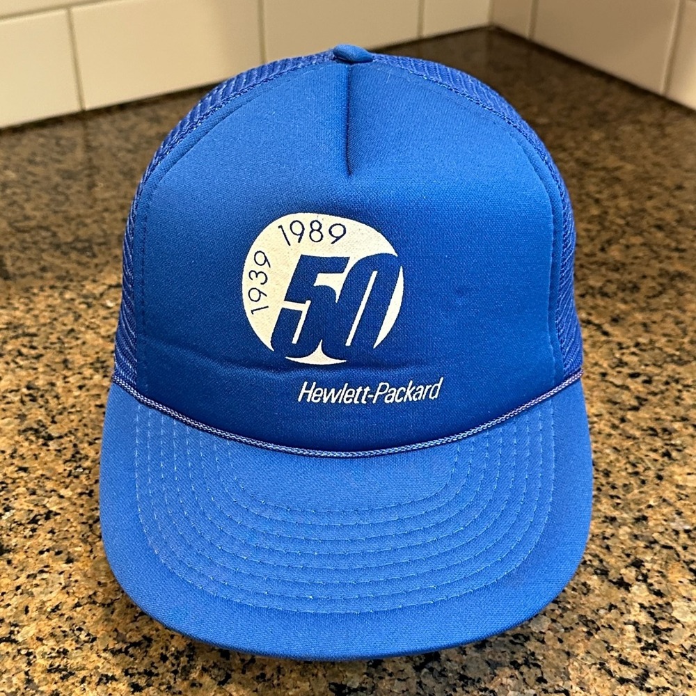 Hewlett-Packard HP Trucker Hat 1989‎ 50th Anniversary OSFA Royal Blue Adjustable